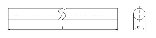 Een getekende lange hardmetalen staaf